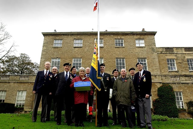 Members of the British Legion raise the Flag for the start of Poppy Week. Front row from left are Jack Crossfield, Eva Kitching, branch chairman Paul Darley, Gordon Lund and John Penrose. Back row from left are John Jobling, John Anderson, George Cook, George Smith, Ian Balgue and Alan Pitchfork.