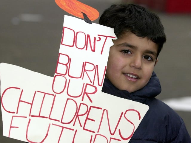 Demonstrators walked from Chapeltown to Millennium Square in protest over the proposed closure of Leopold Primary School.
