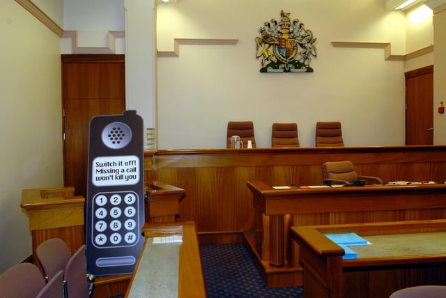 A giant handset was put in the dock at Leeds Magistrates Court to mark the first anniversary of the ban on using a mobile phone whilst driving.