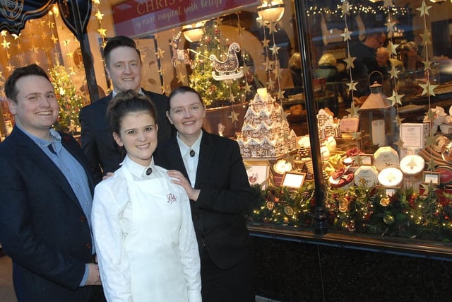 Bettys of Harrogate staff members Sarah Slater, Robyn Cox, Michael Dickinson and Eliza Mellor with their display.
