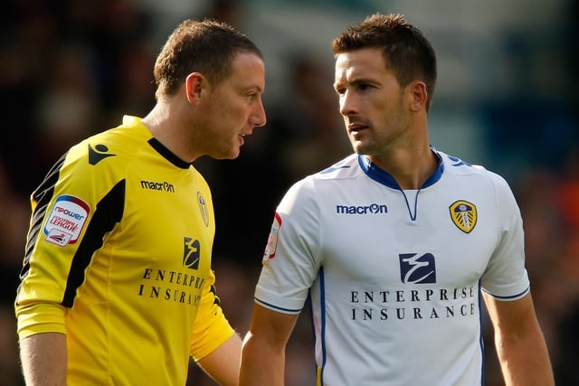 Paddy Kenny talk with teammate Adam Drury during the Championship clash against Nottingham Forest at Elland Road in September 2012.