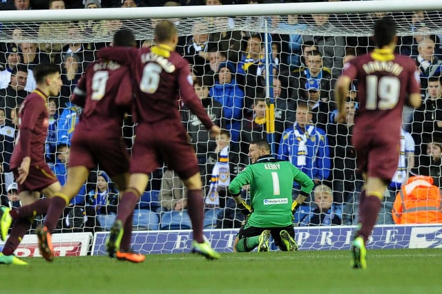 Paddy Kenny cuts a lonely figure after Watford scored a second goal during the Championship clash at Elland Road in December 2013. The game finished 3-3.