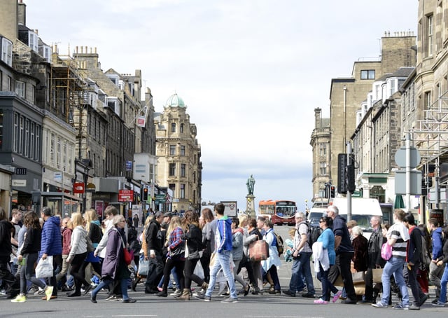 Shoppers on Princes Street in Edinburgh. Rishi Sunak has not ruled out every person in the UK being issued with a 500 pound voucher to spend on the high street. Picture: Andy O'Brien