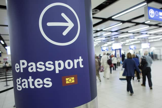 Passengers arriving at Gatwick Airport. A 14-day quarantine period was brought in on Monday. Picture: Photo by Oli Scarff/Getty Images