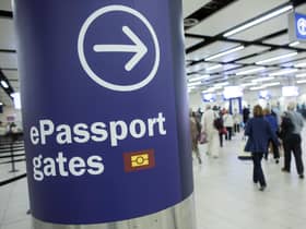 Passengers arriving at Gatwick Airport. A 14-day quarantine period was brought in on Monday. Picture: Photo by Oli Scarff/Getty Images