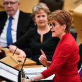 Nicola Sturgeon speaks in the Scottish Parliament as leading SNP politicians look on (Picture: Jeff J Mitchell/Getty Images)