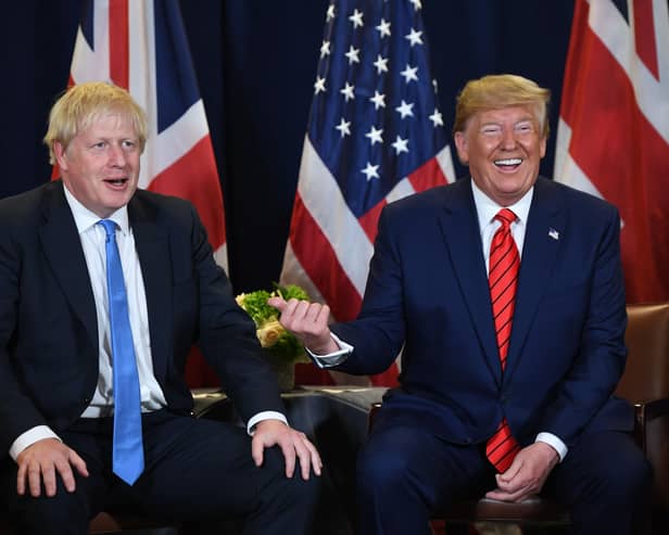 Donald Trump and Boris Johnson hold talks at the UN Headquarters in New York last year (Picture: Saul Loeb/AFP/Getty Images)