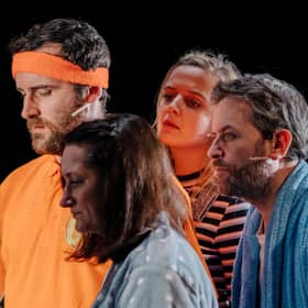 Robert Jack, Elicia Daly, Alana May Jackson and Paul Thomas Hickey rehearse Vanishing Point's new productionproduction of The Metamorphosis