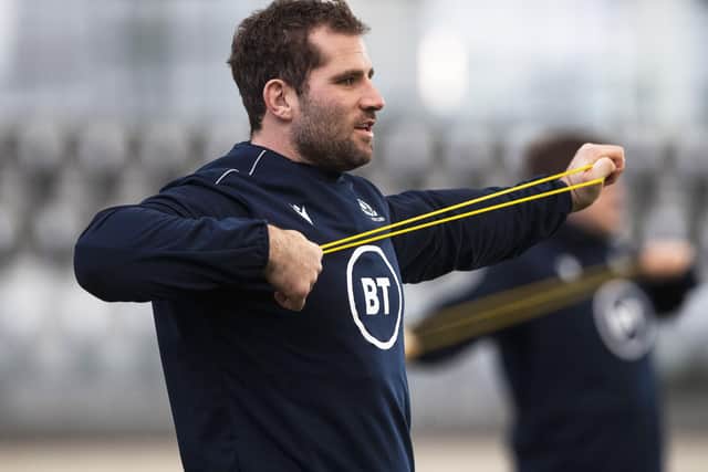 Scotland hooker Fraser Brown takes part in a training session at Oriam. Picture: Gary Hutchison/SNS/SRU