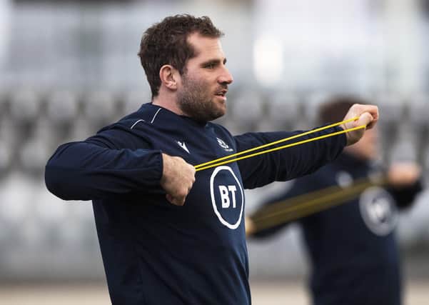 Scotland hooker Fraser Brown takes part in a training session at Oriam. Picture: Gary Hutchison/SNS/SRU