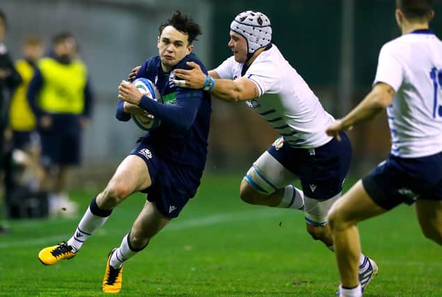 Rufus McLean makes a break for Scotland Under-20s during the win over Italy at Stadio Mirabello last month. Picture: Matteo Ciambelli/INPHO/Shutterstock