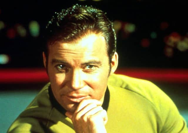 William Shatner as Captain James T Kirk in the original series of Star Trek