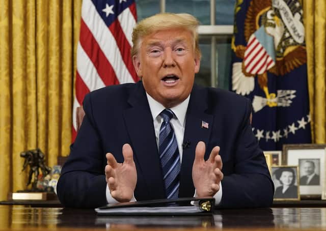 Donald Trump gives an address to the nation from the White House about the coronavirus (Picture: Doug Mills/The New York Times via AP, pool)