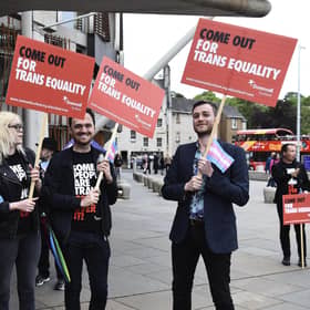 A trans-gender rights protest outside the Scottish Parliament last year (Picture: Lisa Ferguson)