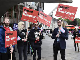 A trans-gender rights protest outside the Scottish Parliament last year (Picture: Lisa Ferguson)