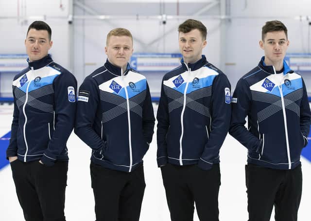 Scotland's team for the men's world curling championships, pictured from left: Hammy McMillan, Bobby Lammie, Bruce Mouat and Grant Hardie. Picture: Graeme Hart