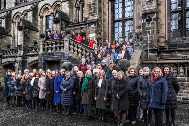 The image recreated with a selection of the 200 or so female senior leaders and staff at the university. PIC: Glasgow University.