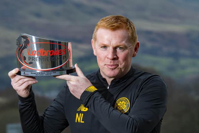 Neil Lennon, Manager of the Month for February, now lets his players manage the drsssing room. Picture: SNS.