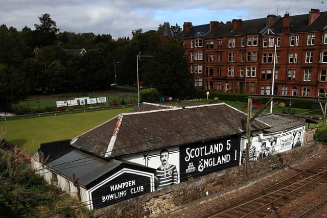 The mural at Hampden before the vandals struck.