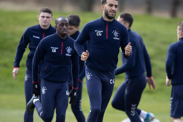 Connor Goldson trains ahead of Rangers' trip to face Ross County. Picture: SNS.