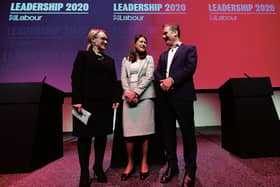 Rebecca Long-Bailey, Lisa Nandy and Sir Keir Starmer at a leadership hustings last month. Picture: John Devlin