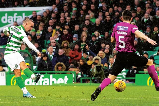 Leigh Griffiths scores his hat-trick goal against St Mirren. Picture: Ross Parker/ SNS