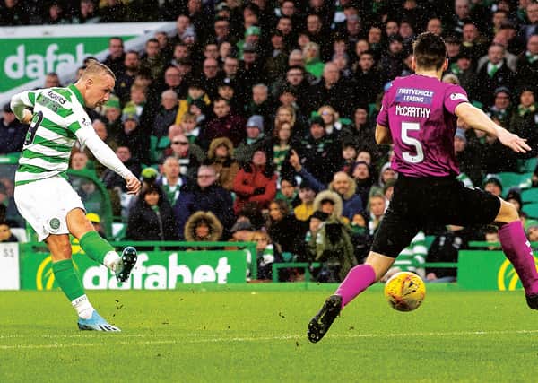 Leigh Griffiths scores his hat-trick goal against St Mirren. Picture: Ross Parker/ SNS