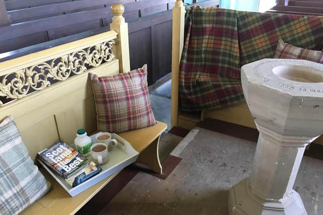 Fresh milk and shortbread greets guests on arrival at St Peter's Kirk.