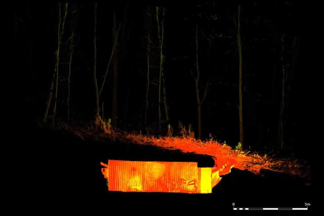 A thermal image shows how the bunker was slotted into the wooded landscape. PIC: AOC Archaeology/FLS.