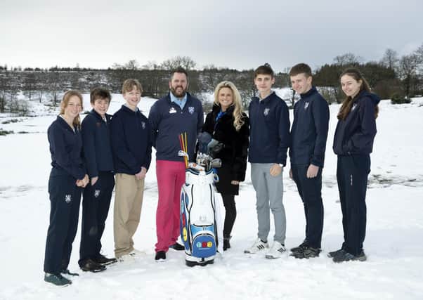 Carly Booth meets fellow golfers on a visit back to Glenalmond College. 
Picture: Graeme Hart/Perthshire Picture Agency.