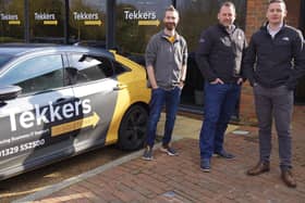 From left: Tekkers IT Solutions founder Pete Matheson, Dynamic Edge CEO Rob Hamilton, and Dynamic Edge MD Stuart Winterburn. Picture: contributed.