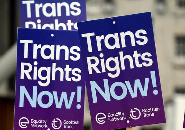 A demonstration in support of trans rights outside the Scottish
Parliament (Picture: Lisa Ferguson)