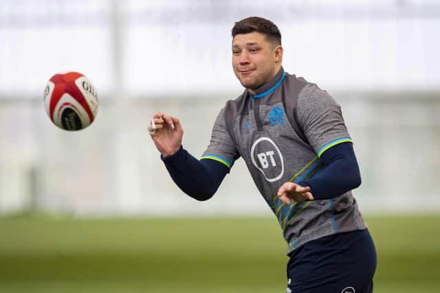 Grant Gilchrist trains at the Oriam ahead of Saturday's game in Wales. Picture: Craig Williamson / SNS