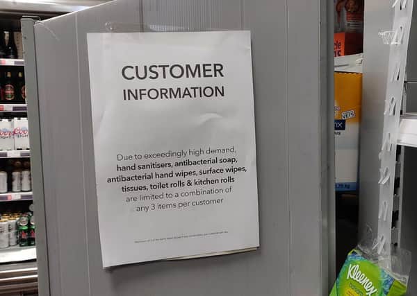 Some supermarkets have started imposing limits on purchases of hand sanitiser and toilet rolls (Picture: Sophie Hogan/PA Wire)