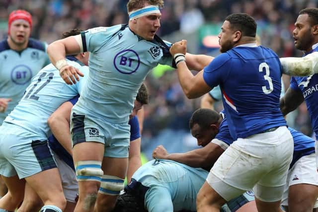 Three-week ban for French puncher Mohamed Haouas, right. Picture: Getty Images