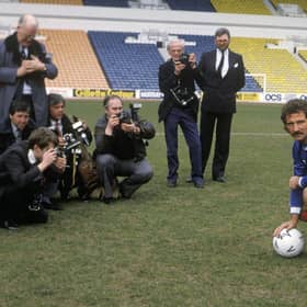 Rangers unveil Graeme Souness as their new player/manager in 1986.