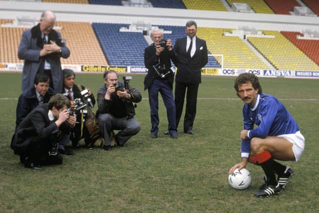 Rangers unveil Graeme Souness as their new player/manager in 1986.