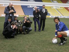 Rangers unveil Graeme Souness as their new player/manager in 1986.