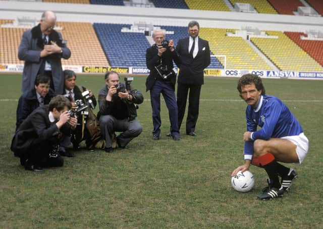 Rangers unveil Graeme Souness as their new player/manager in 1986.