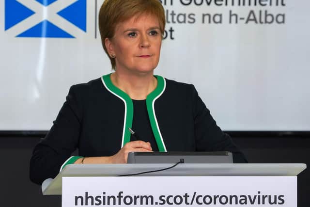 Nicola Sturgeon gives a press briefing on the coronavirus outbreak (Picture: Scottish Government/AFP via Getty Images)