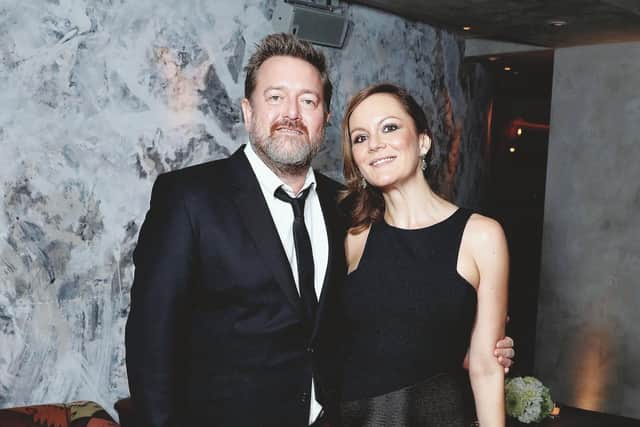 Garvey with his wife, actor Rachael Stirling in 2016