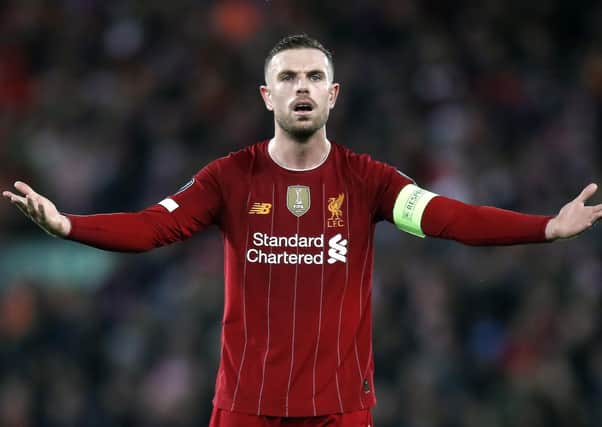 Liverpool's Jordan Henderson helped organise a Premier League captains meeting to discuss how best to help support and fund the NHS during the coronavirus crisis. Picture: Martin Rickett/PA Wire