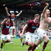 Craig Beattie leads the ecstatic Jambos