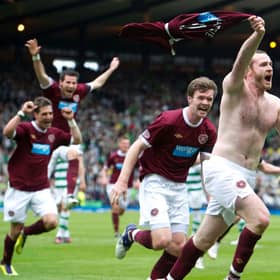 Craig Beattie leads the ecstatic Jambos