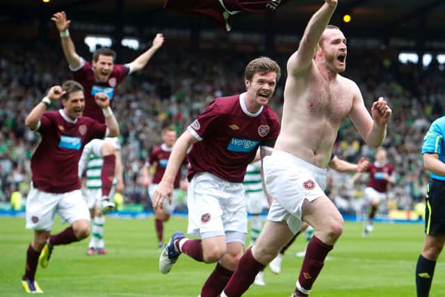 Craig Beattie leads the ecstatic Jambos