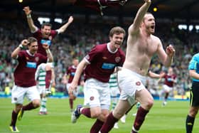 Craig Beattie leads the ecstatic Jambos