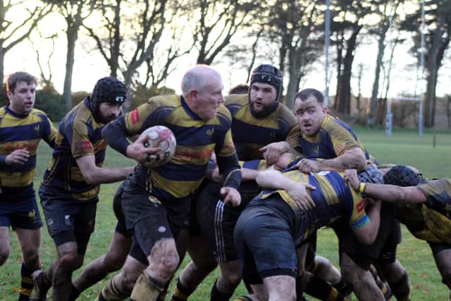 Ian 'Tam' Thorburn in the thick of the action for Annan.