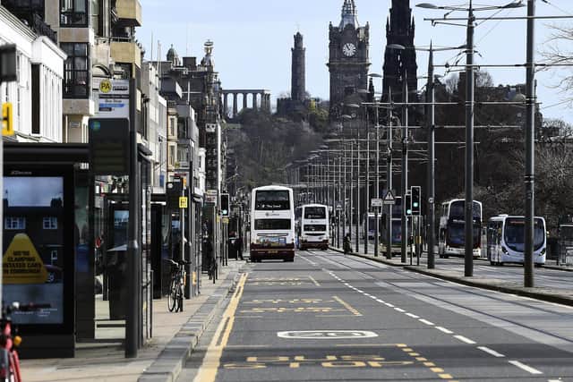 Not a soul can be seen in this picture of Edinburgh's Princes Street (Picture: Lisa Ferguson)