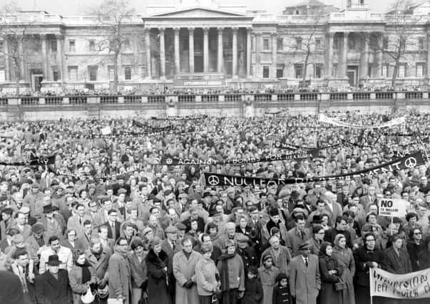 Anti-nuclear weapons campaign group CND’s first major march from London to Aldermaston in April 1958 shows a total lack of social distancing despite the ‘Asian flu’ outbreak (Picture: PA)