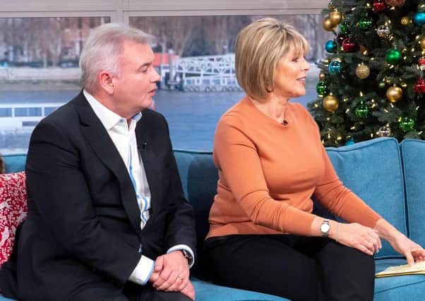 Eamonn Holmes, with wife and co-presenter Ruth Langsford on ITV’s This Morning, dismissed the media’s dismissal of a ‘not true and incredibly stupid’ idea about coronavirus
(Picture: Ken McKay/ITV/Shutterstock)